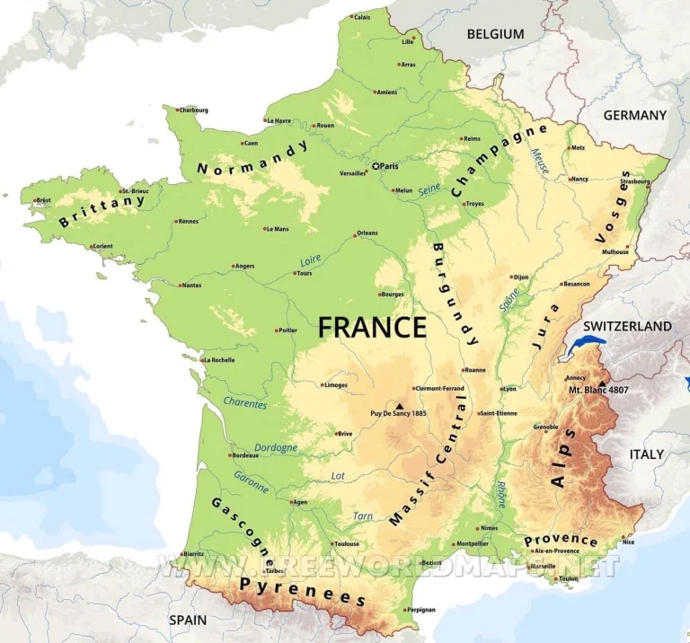 Carte des montagnes en France : Localisation des massifs